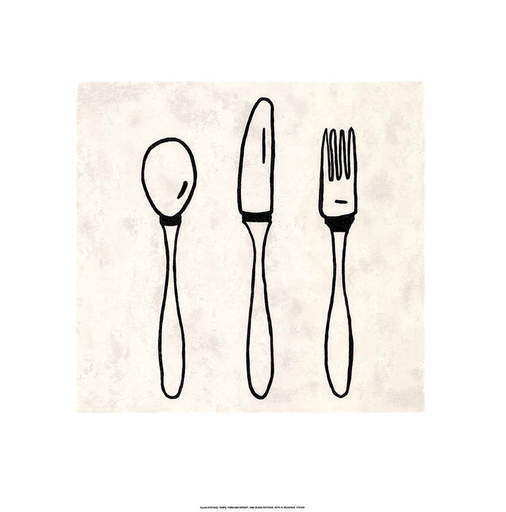 Knife, Fork and Spoon, 1999 by Allan Stevens - 20 X 20 Inches (Silkscreen / Sérigraphie)