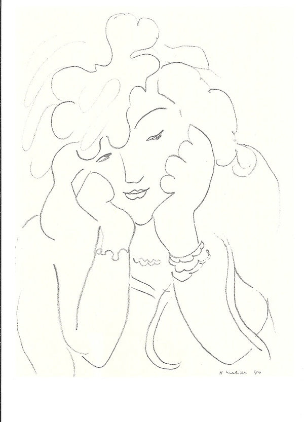 Sketch for the Blue Hat, 1944 by Henri Matisse - 4 X 6 Inches (10 Postcards) 