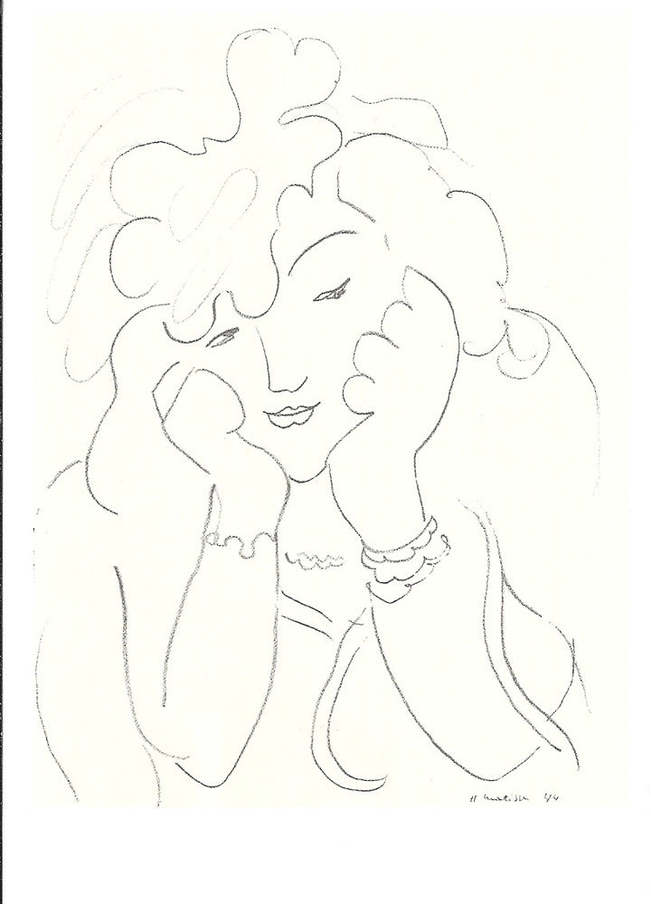 Sketch for the Blue Hat, 1944 by Henri Matisse - 4 X 6 Inches (10 Postcards) 