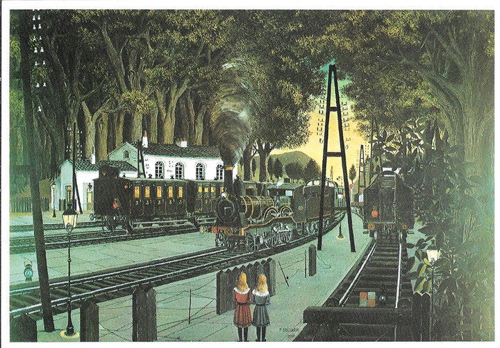 Station in the Forest by Delvaux - 4 X 6 Inches (10 Postcards)