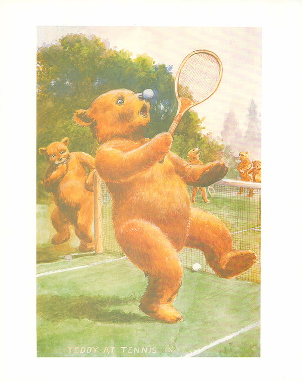 Teddy at Tennis by Pillard - 11 X 14 Inches (Lithograph)