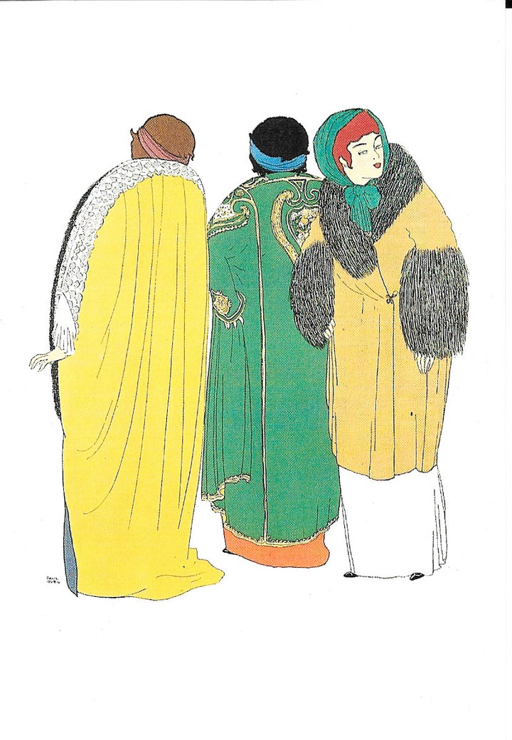 Three Coats, Poiret, 1908 by Paul Iribe - 4 X 6 Inches (10 Postcards)