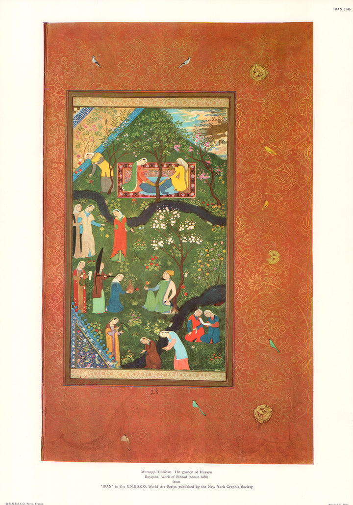 Iran - Muraqqa Gulshan, The Garden of Husayn - 13 X 19 Inches (Offset Lithograph)