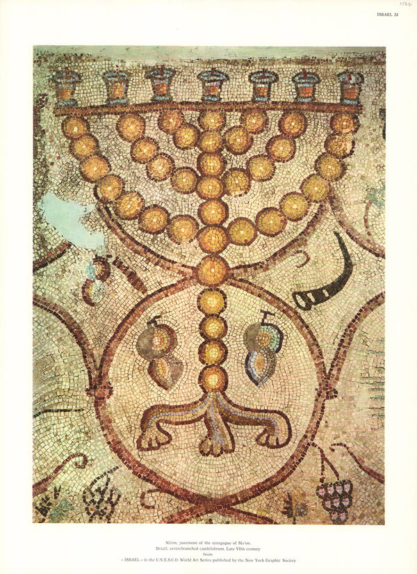 Israel - Nirim, Pavement of the Synagogue of Maon - 13 X 19 Inches (Offset Lithograph)