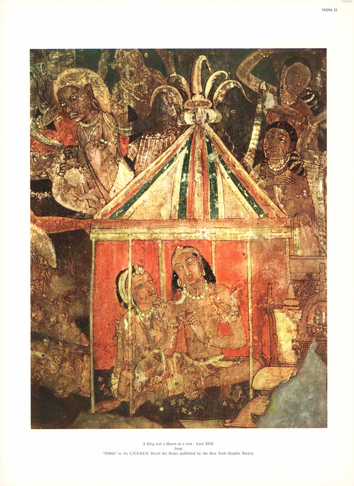 India - A King and a Queen in the Tent - 13 X 19 Inches (Offset Lithograph)