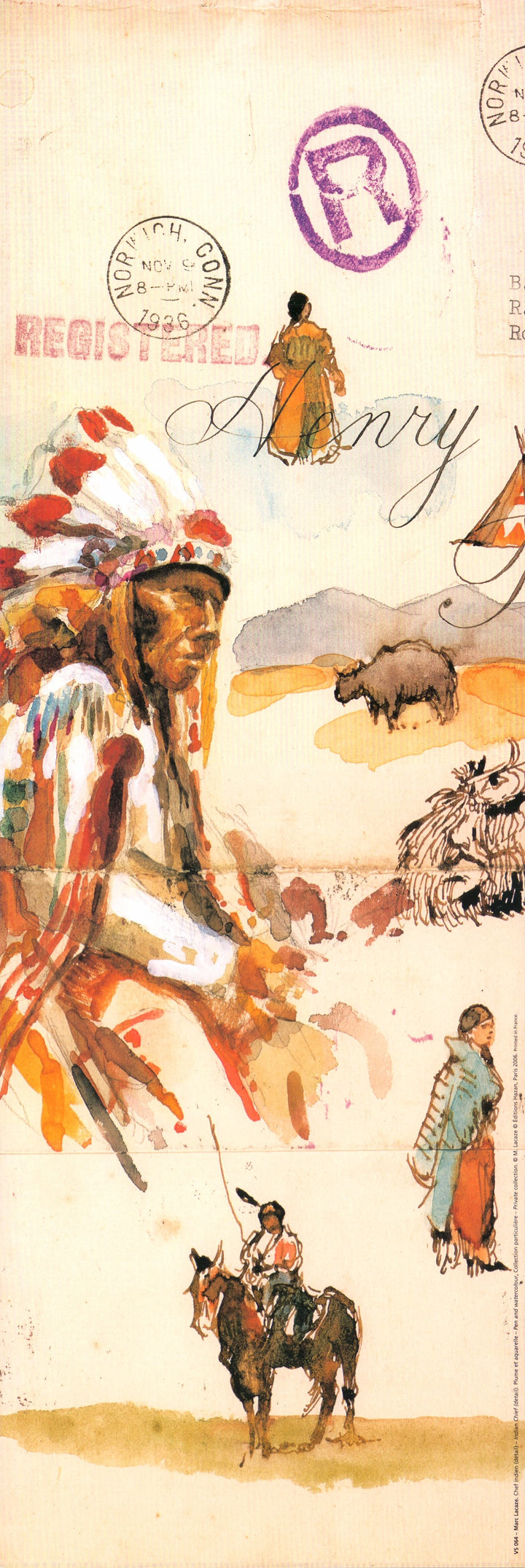 Indian Chief (detail) by Marc Lacaze - 8 X 24 Inches (Art Print)