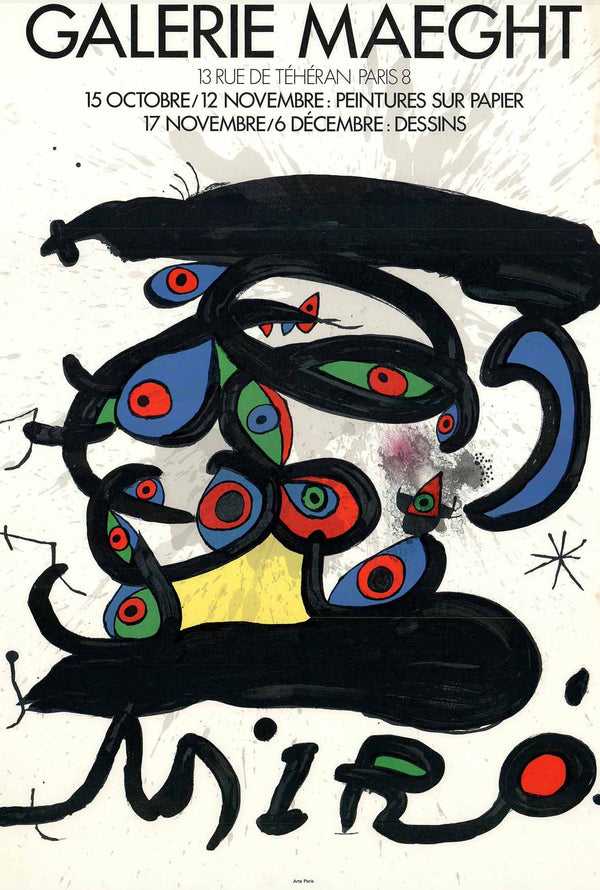 Peintures sur Papier - Galerie Maeght, Expo 1971 by Joan Miro -  22 X 31 Inches (Original Lithograph)