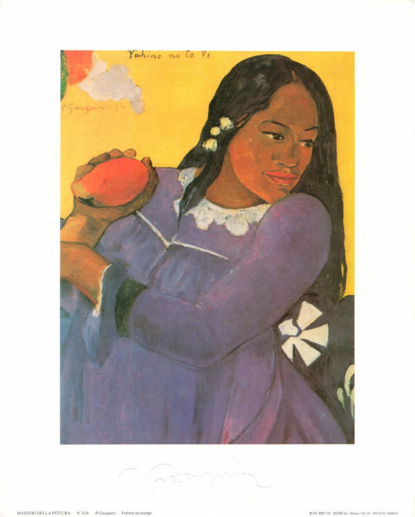 Femme au Mango by Paul Gauguin - 10 X 12 Inches (Art Print)