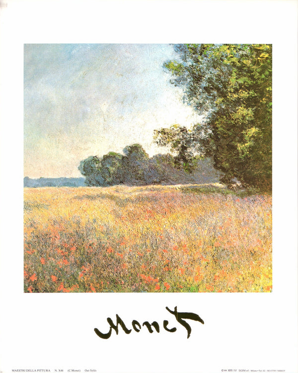 Oat Field by Claude Monet - 10 X 12 Inches (Art Print)