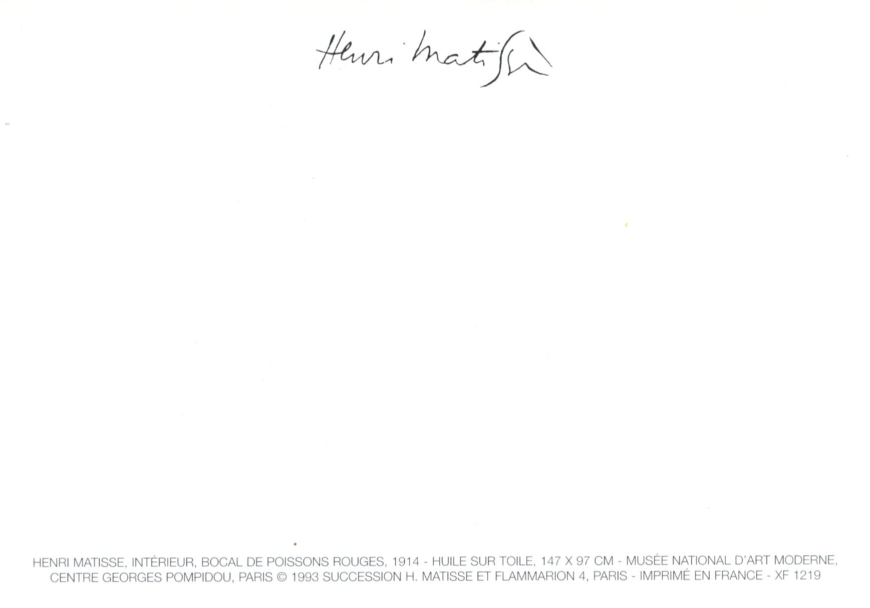 Intérieur, bocal de poissons rouge, 1914 by Henri Matisse - 4 X 6 Inch ...