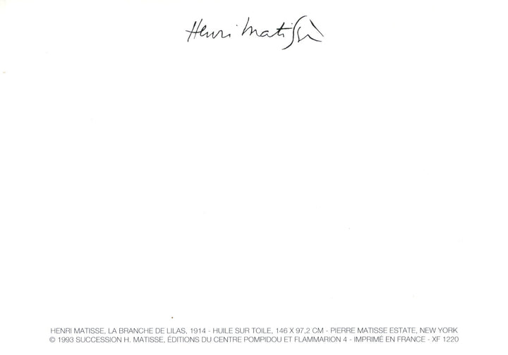 La branche de lilas by Henri Matisse - 4 X 6 Inches (10 Postcards)