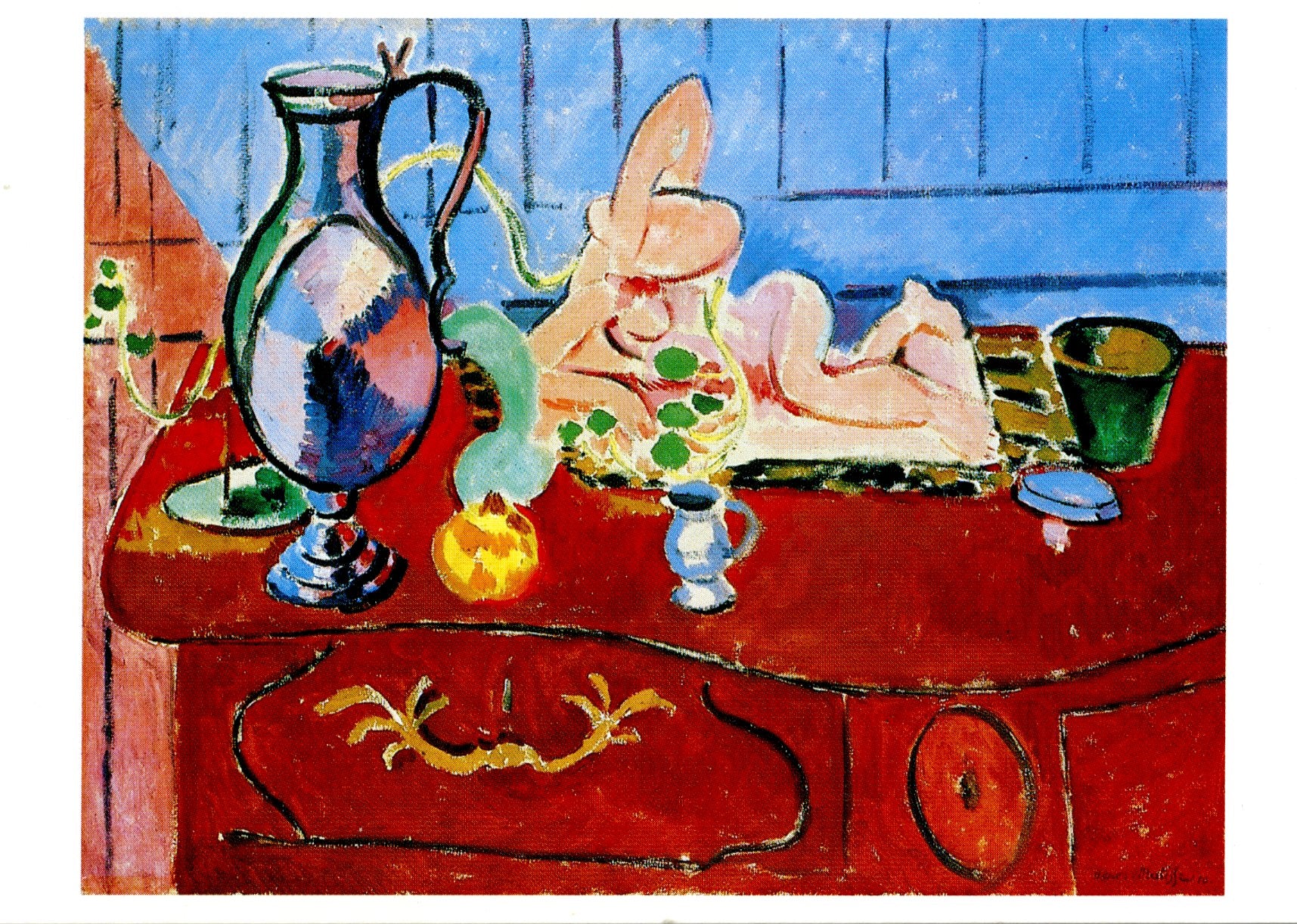 Matisse Risbe Nature morte au pot d'étain et statuette rose, 1910 by Henri Matisse ...