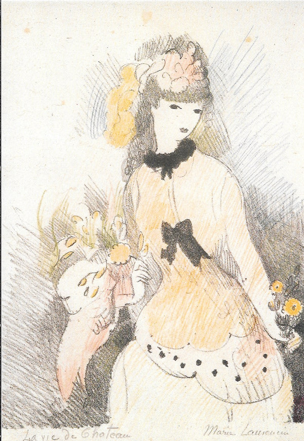 Young Woman with Flowers by Marie Laurencin - 4 X 6 Inches (10 Postcards)