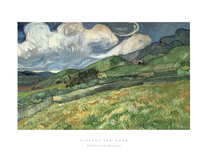 Wheatfield and Mountains by Vincent Van Gogh - 24 X 32 Inches (Art Print)