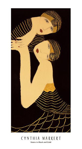 Sisters in Black and Gold by Cynthia Markert - 20 X 36 Inches (Art Print)