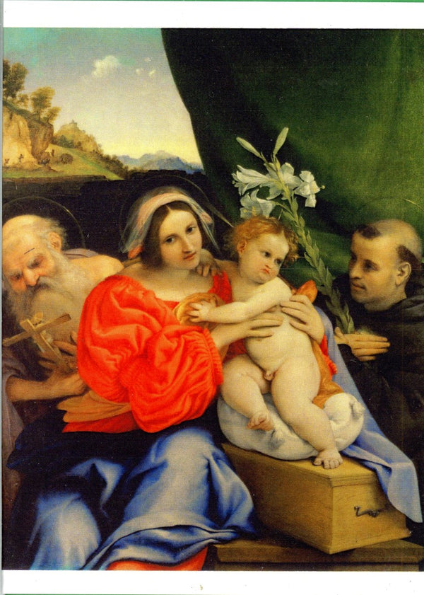 Madonna and Child with Saints Hieronymus by Lorenzo Lotto - 5 X 7" (Greeting Card)