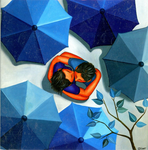 Couple Parapluies by Perrine Vilmot - 6 X 6 Inches (Greeting Card)