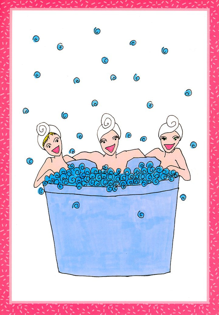 Hot Tub - Happy Birthday by Elizabeth Spotswood - 5 X 7 Inches (Greeting Card)