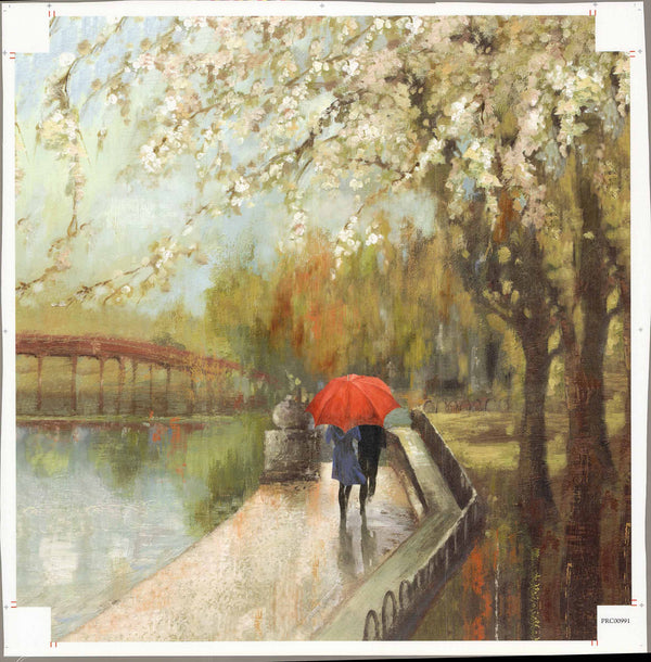 Red Umbrella - 27 X 27 Inches (Canvas Roll or Stretched ready to hang)