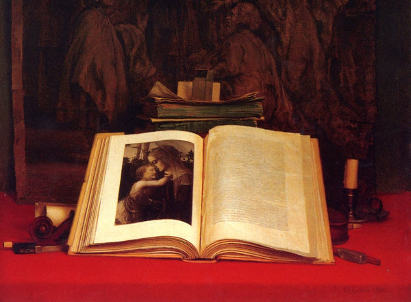 Still Life with Open Book, 1894 by Ozias Leduc - 5 X 7 Inches (Greeting Card)