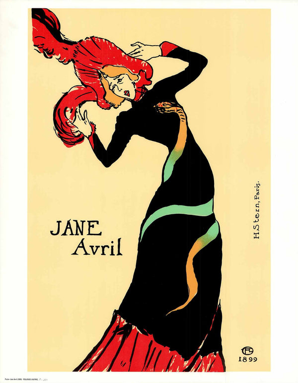 Jane Avril, 1899 by Henri de Toulouse-Lautrec - 23 X 29 Inches (Art Print)