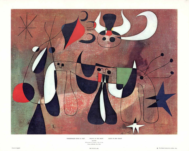 People in the Night by Joan Miro - 23 X 28 Inches (Art Print)