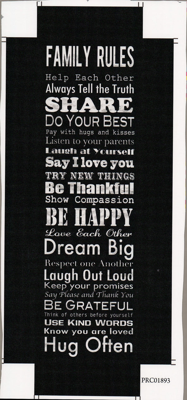 Family Rules - 6 X 18 Inches (Canvas Roll or Stretched ready to hang)