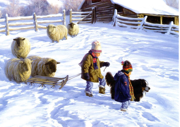 The Sledding Party by Robert Duncan - 5 X 7" (Greeting Card)
