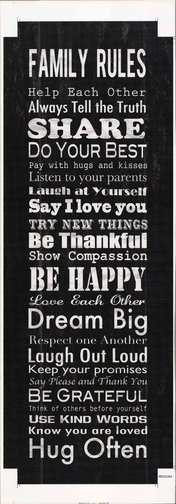 Family Rules - 16 X 48 Inches (Canvas Roll or Stretched ready to hang)