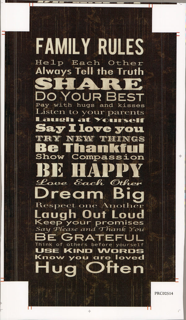 Family Rules - 10 X 20 Inches (Canvas Roll or Stretched ready to hang)