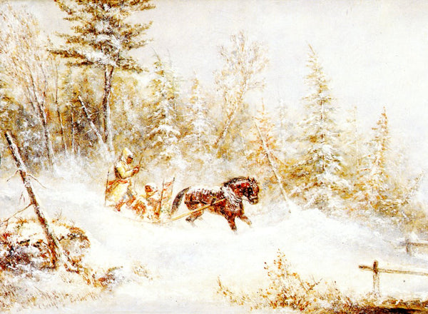 Winter Landscape, 1858 by Cornelius Krieghoff - 5 X 7 Inches (Greeting Card)