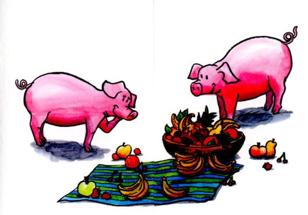 Pig Feast by Sophie Turrel - 4 X 6 Inches (Greeting Card)