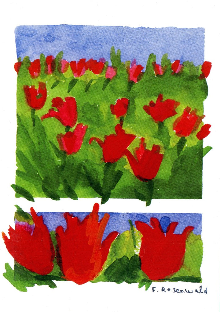 Red Tulips by Francine Rosenwald - 5 X 7 Inches (Greeting Card)