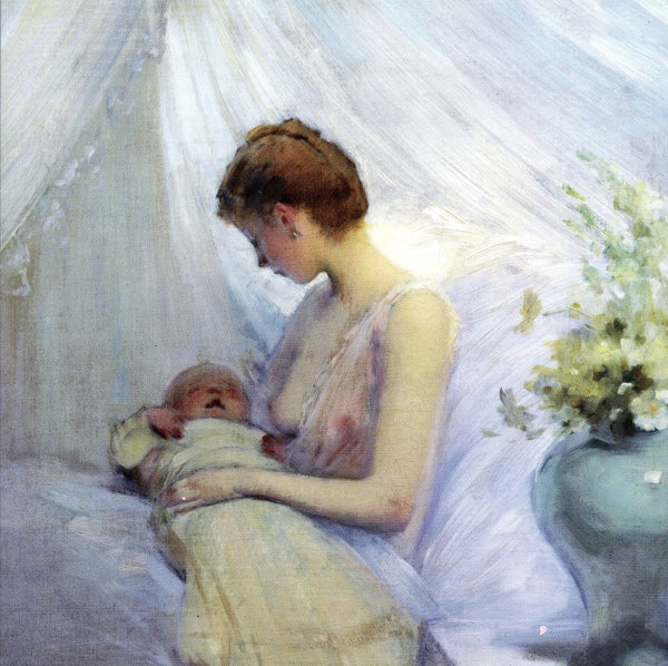 Young Mother and Child by Henry Jules Geoffroy - 6 X 6 Inches (Greeting Card)