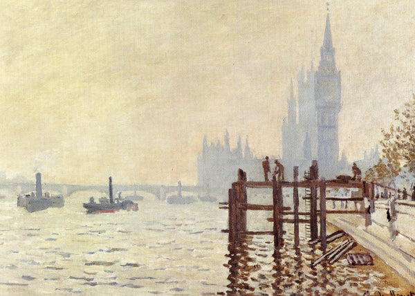 The Thanes below Westminster, 1871 by Claude Monet - 5 X 7 Inches (Greeting Card)