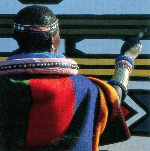 Wall Painting by Franzina Ndimande, Ndebele, South Africa by Margaret Courtney- Clark - 6 X 6 Inches (Greeting Card)