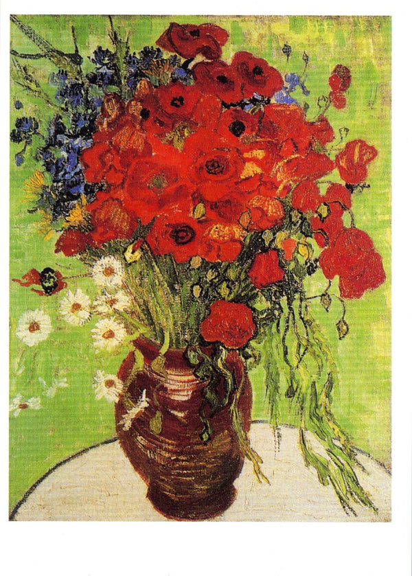 Vase with Daisy and Corn-Poppies, 1890 by Van Gogh - 5 X 7 Inches (Greeting Card)