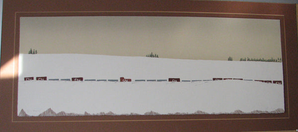 CN Rail, 1978 par Roland Pichet - 16 X 34 pouces (Gravure sur tapis et cadre titrée, numérotée et signée) 25/75