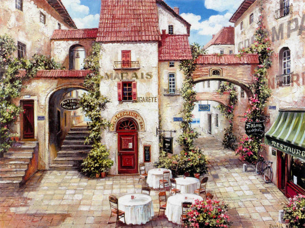 Le Marais Square by Roger Duvall - 24 X 32 Inches (Canvas Rolled)