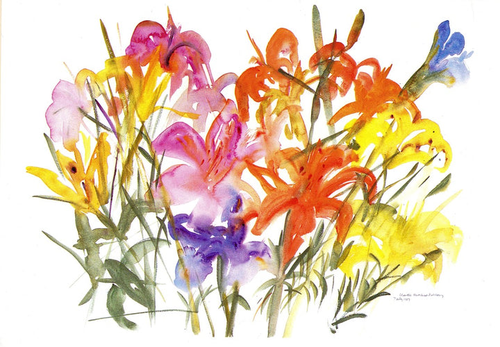 Irises and Lilies, 1989 by Claudia Hutchins - 5 X 7 Inches (Greeting Card)