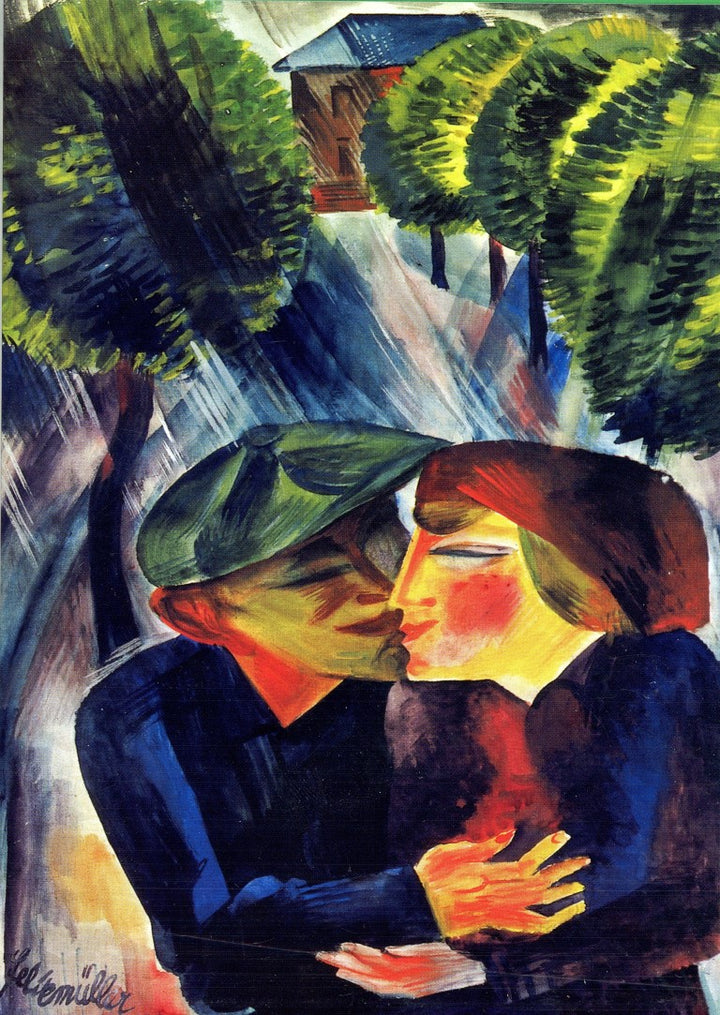 Lovers in the Rain, 1922 by Conrad Felixmüller - 5 X 7 Inches (Greeting Card)