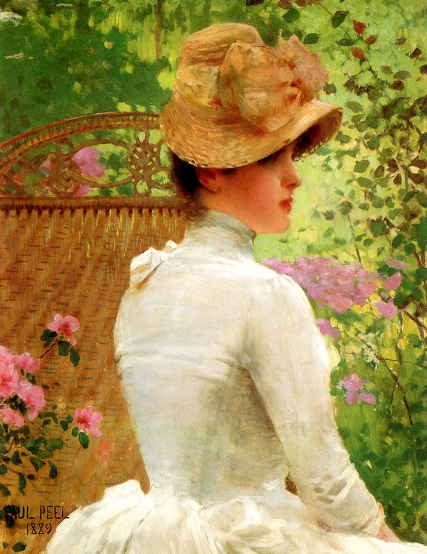 Woman in Garden, 1889 by Paul Peel - 5 X 7 Inches (Greeting Card)