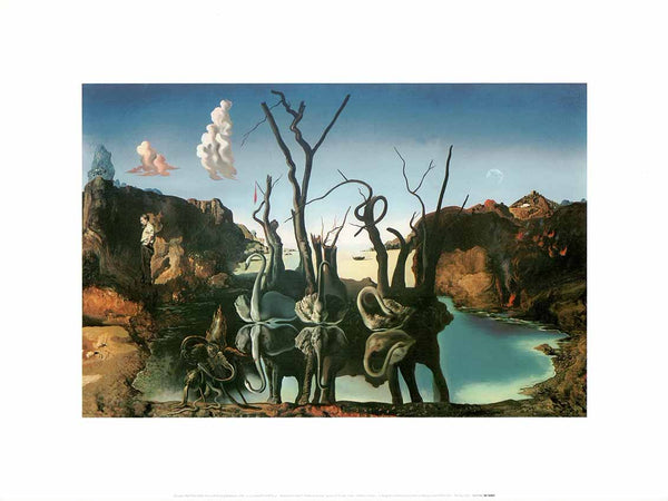 Swans Reflecting Elephants, 1937 by Salvador Dali - 12 X 16 Inches (Art Print)