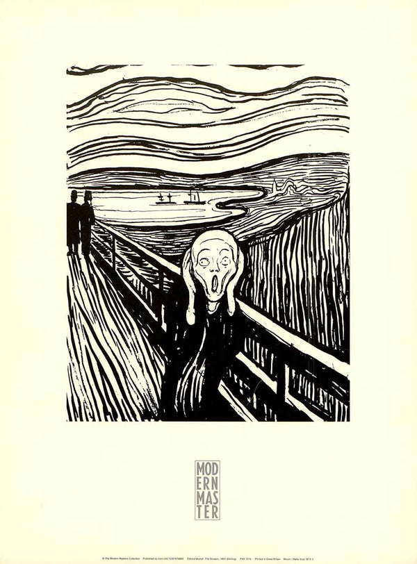 The Scream, 1893 (Etching) by Edvard Munch - 12 X 16 Inches (Art Print)