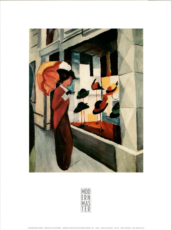 Woman with Parasol Stood Before the Milliner's, 1914 by August Macke - 12 X 16 Inches (Art Print)