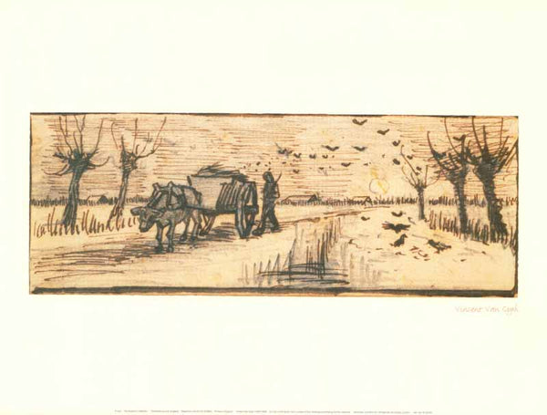 Ox Cart in the Snow by Vincent Van Gogh - 12 X 16 Inches (Art Print)