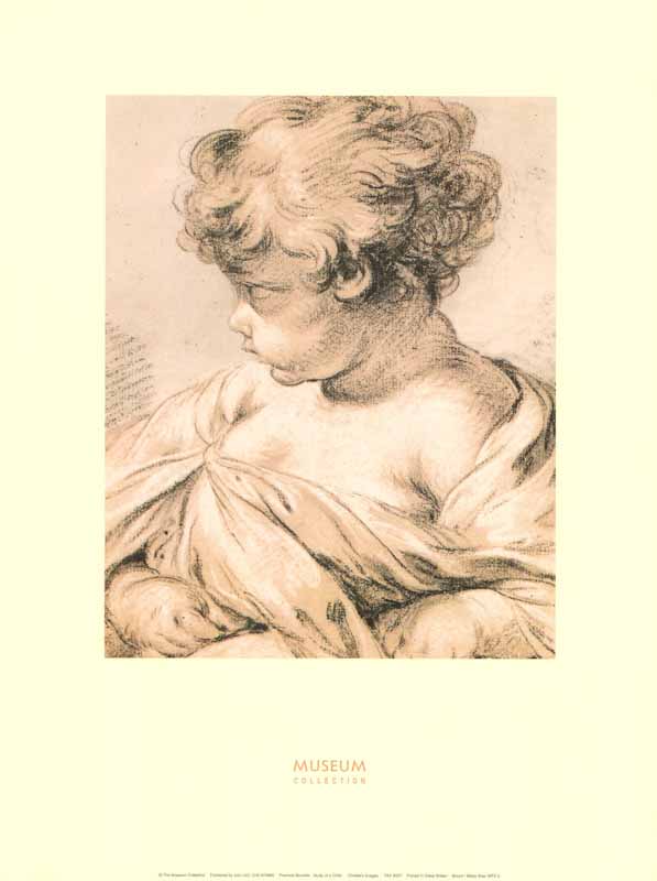 Study of a Child by Francois Boucher - 12 X 16 Inches (Art Print)