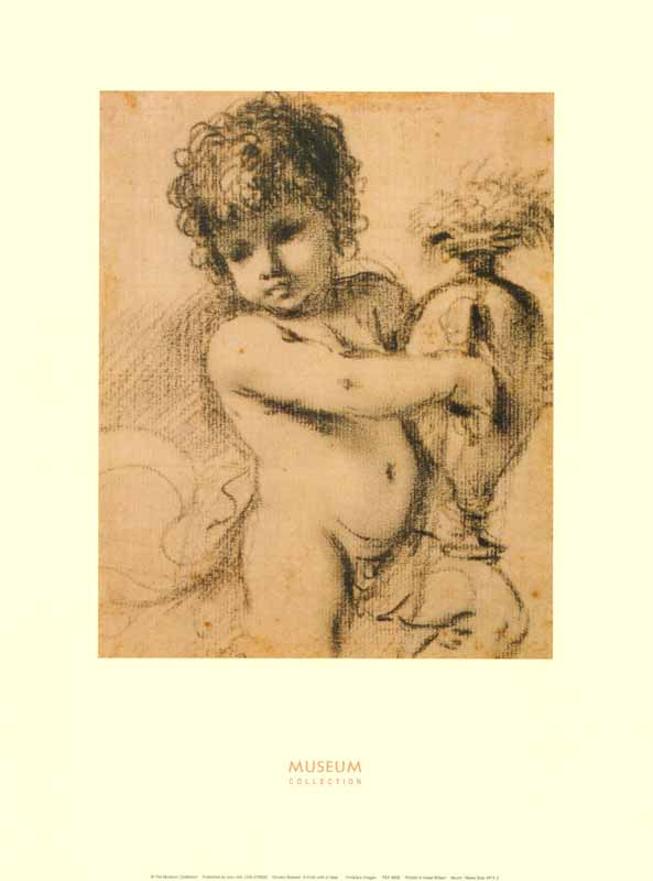 A Putto With a Vase by Giovani Barbieri- 12 X 16 Inches (Art Print)