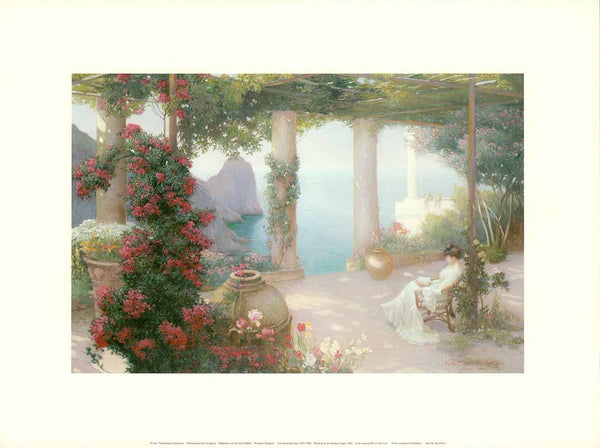 Reading on the Terrace, Capri, 1904 by Karl Maria Schuster - 12 X 16 Inches (Art Print)