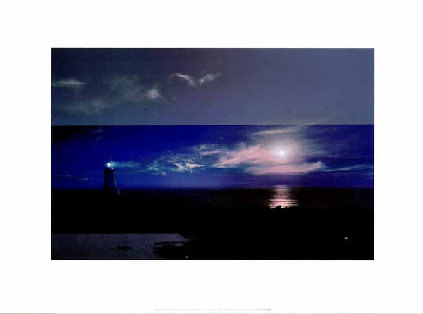 Lighthouse at Night by Steve Bloom - 12 X 16 Inches (Art Print)